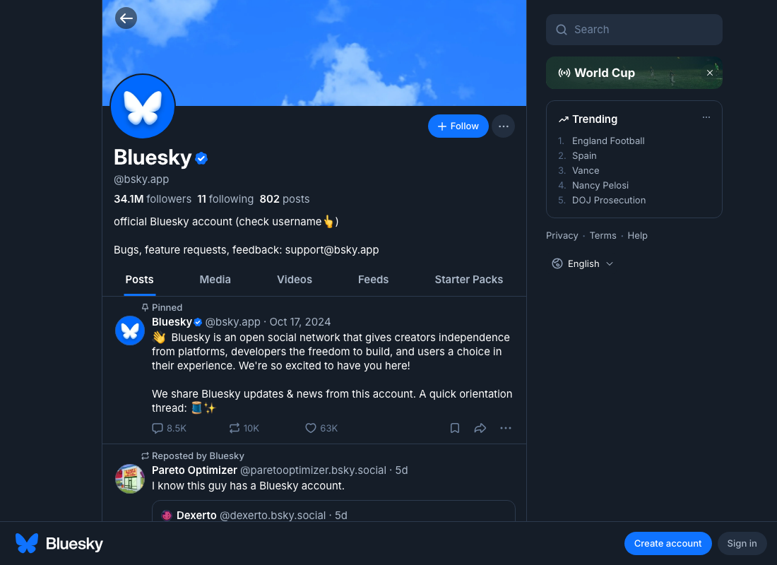 Bluesky screenshot
